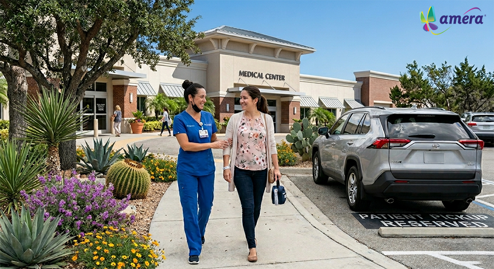 Nurse Transporting Patient to Car after Outpatient Procedure