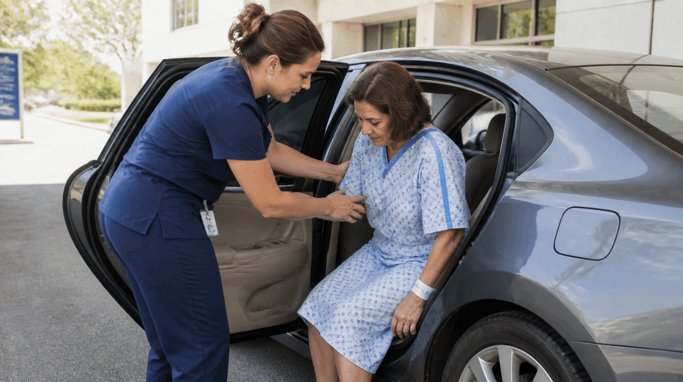 Medical professional providing support after surgery for a patient in Friendswood, TX